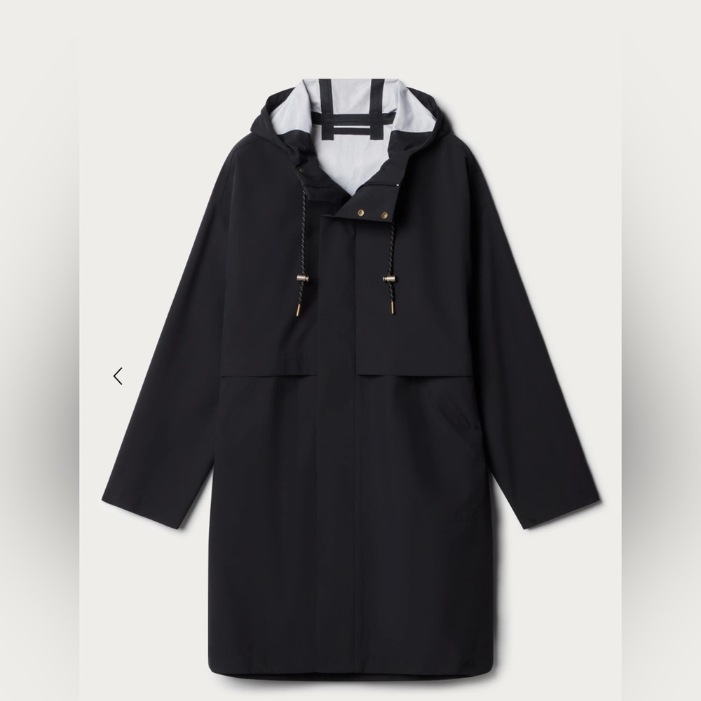 Rhone Tens Black Hooded Long Raincoat Jacket NWT Size S Waterproof Outerwear